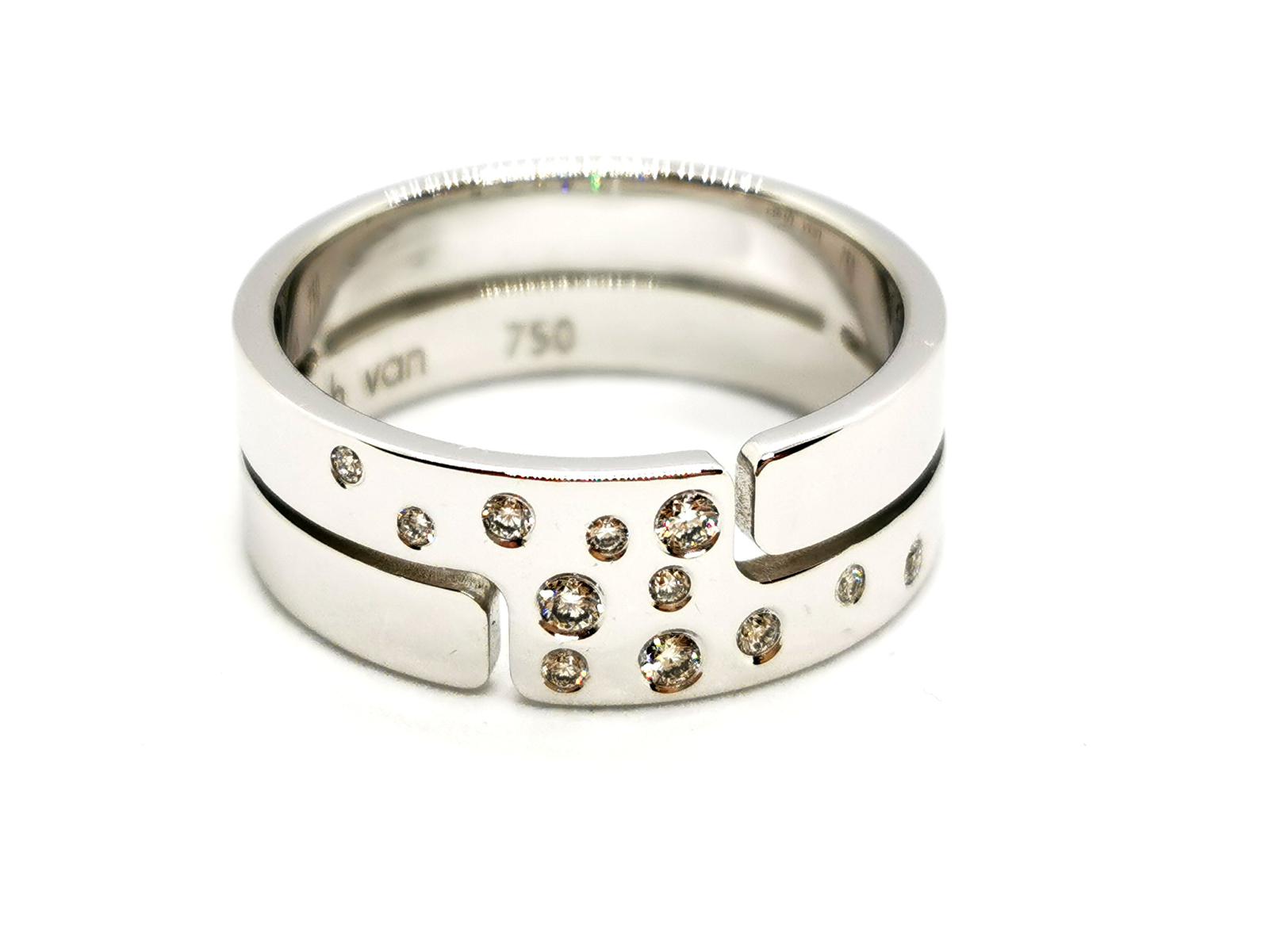 Dinh Van Bague Seventies Or blanc Diamant