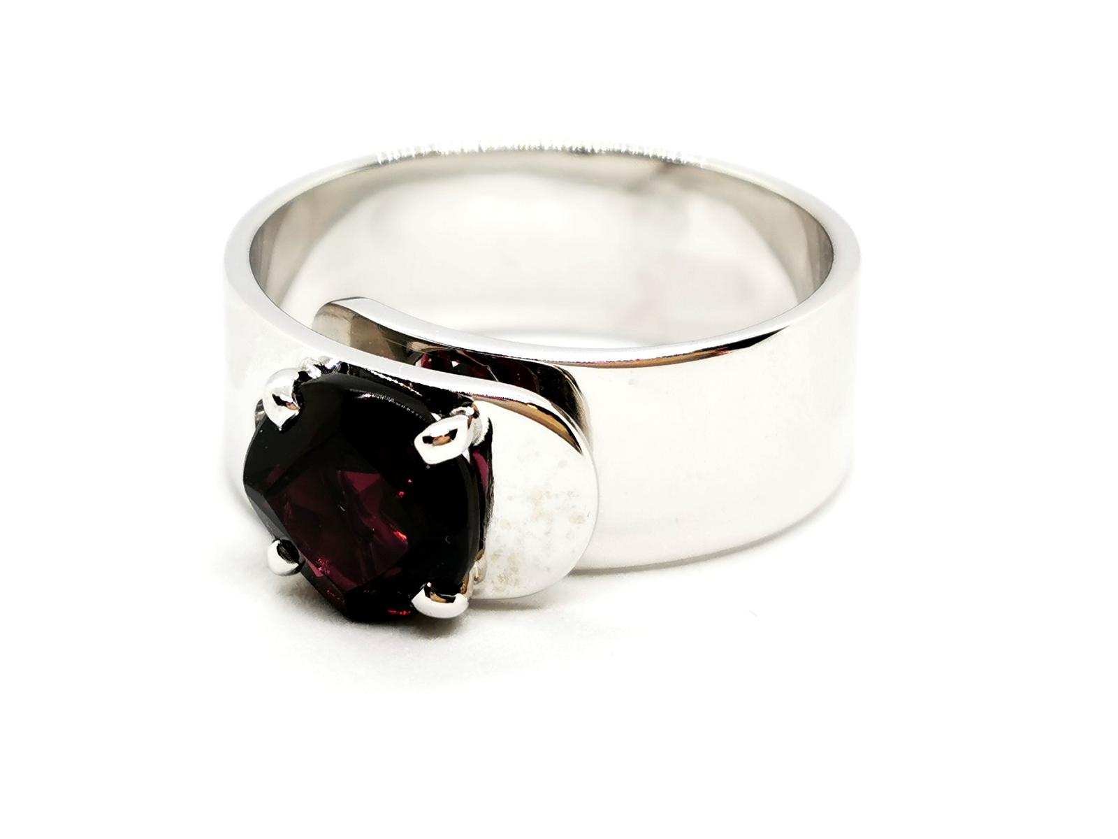 Dinh Van Bague Sixtine Or blanc Grenat