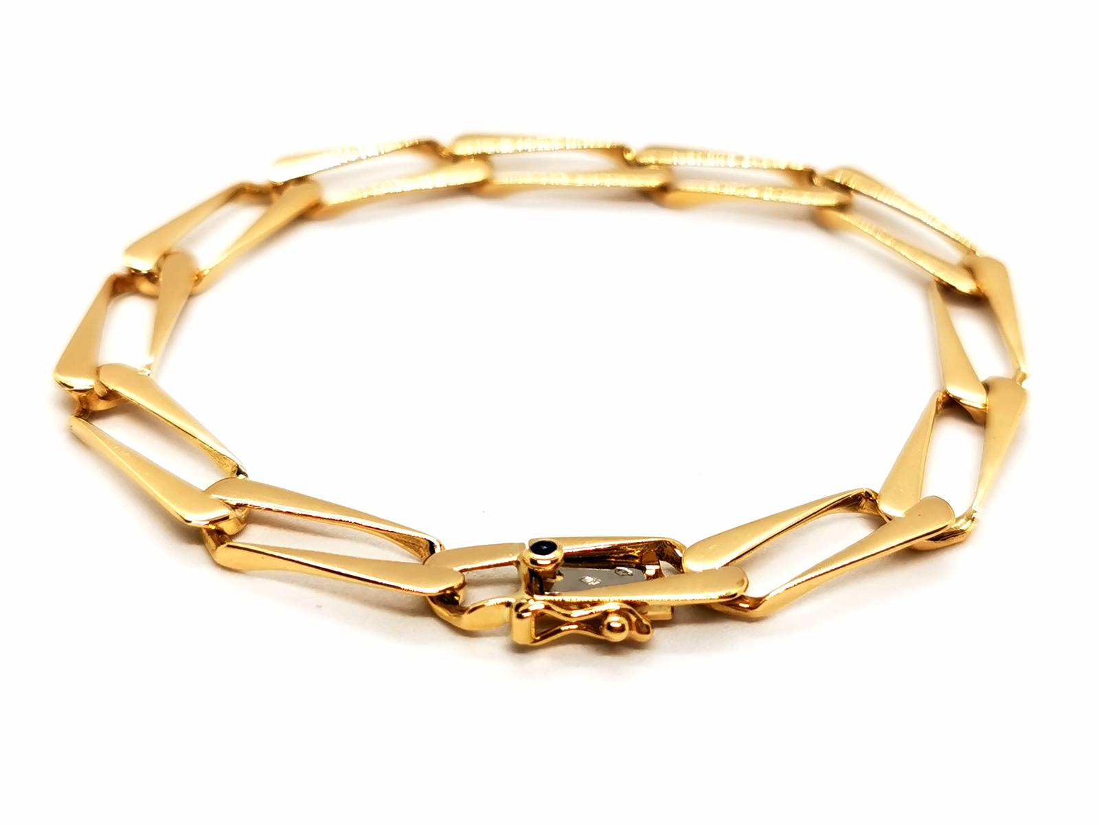 Caplain Saint André Curb Link Bracelet Yellow Gold Sapphire