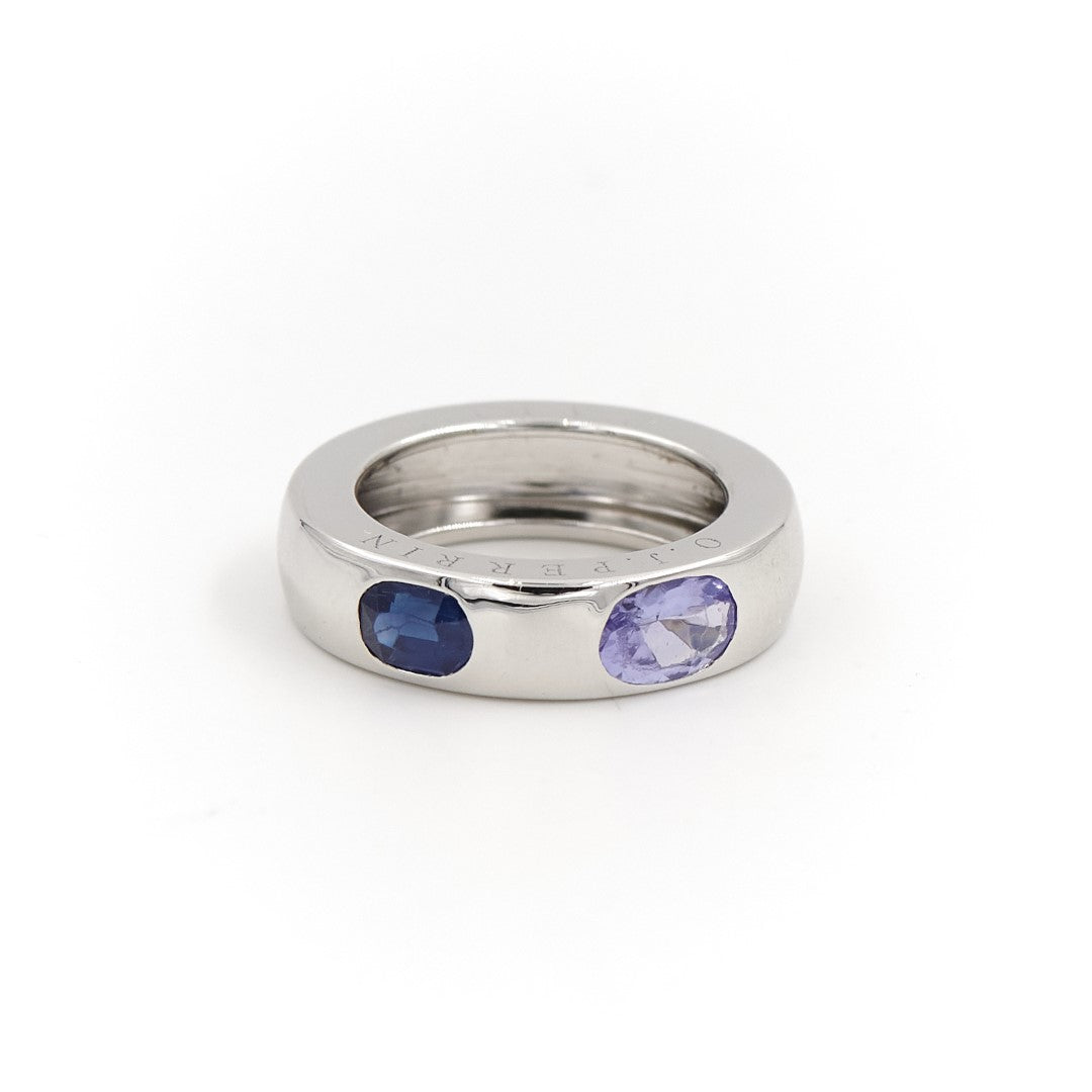 O.J. Perrin Bague Jonc  Or blanc Saphir