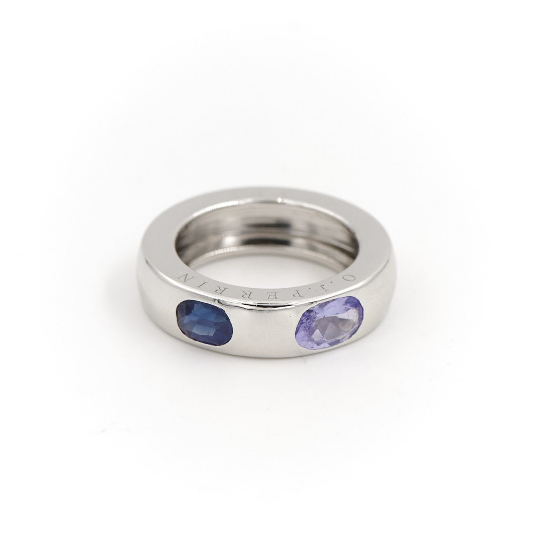 O.J. Perrin Bague Jonc  Or blanc Saphir