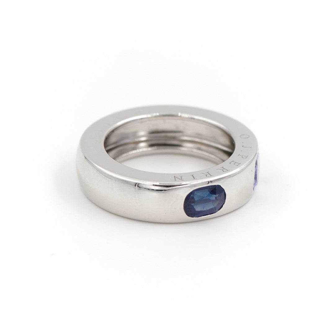 OJ Perrin White Gold Sapphire Bangle Ring