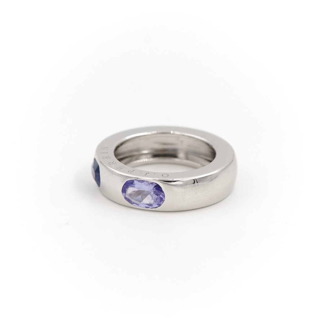 OJ Perrin White Gold Sapphire Bangle Ring