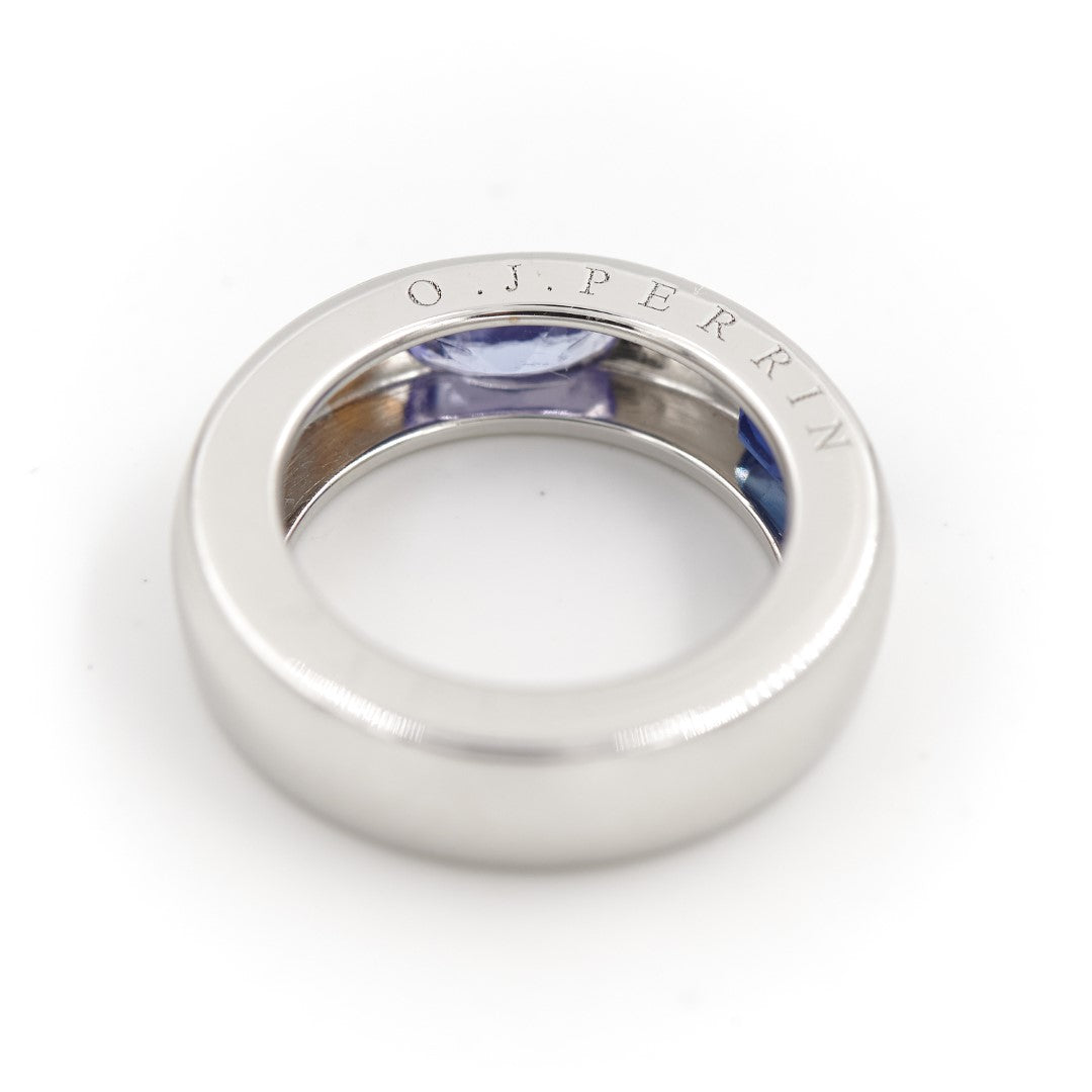 OJ Perrin White Gold Sapphire Bangle Ring