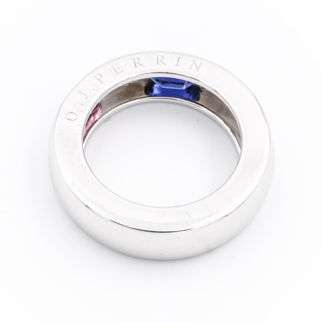 OJ Perrin White Gold Sapphire Bangle Ring