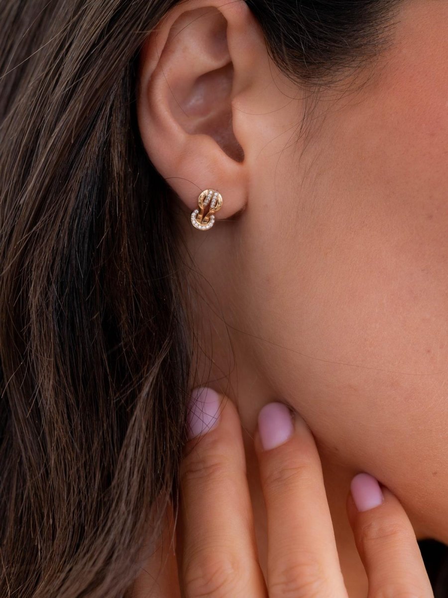 Fred Boucles d'oreilles Puces Chance infinie Or rose Diamant - Maison Eloe