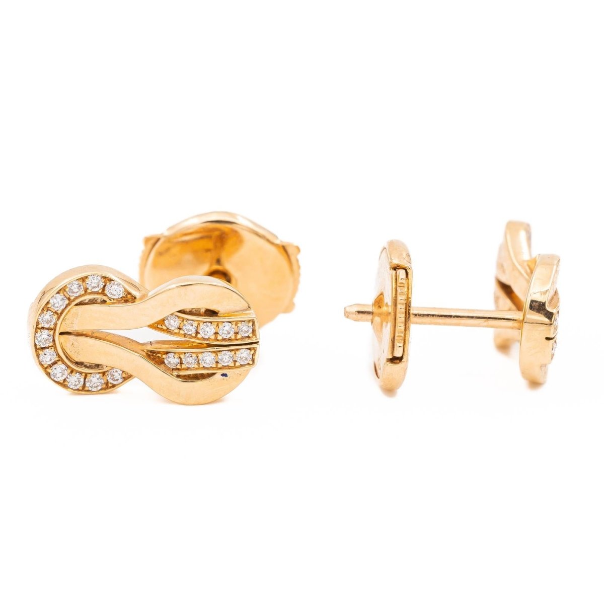 Fred Boucles d'oreilles Puces Chance infinie Or rose Diamant - Maison Eloe