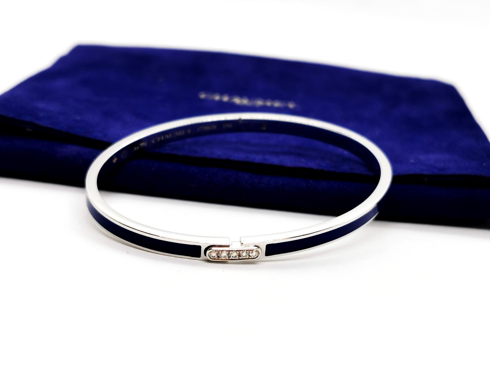 Chaumet White Gold Diamond Links Bangle Bracelet