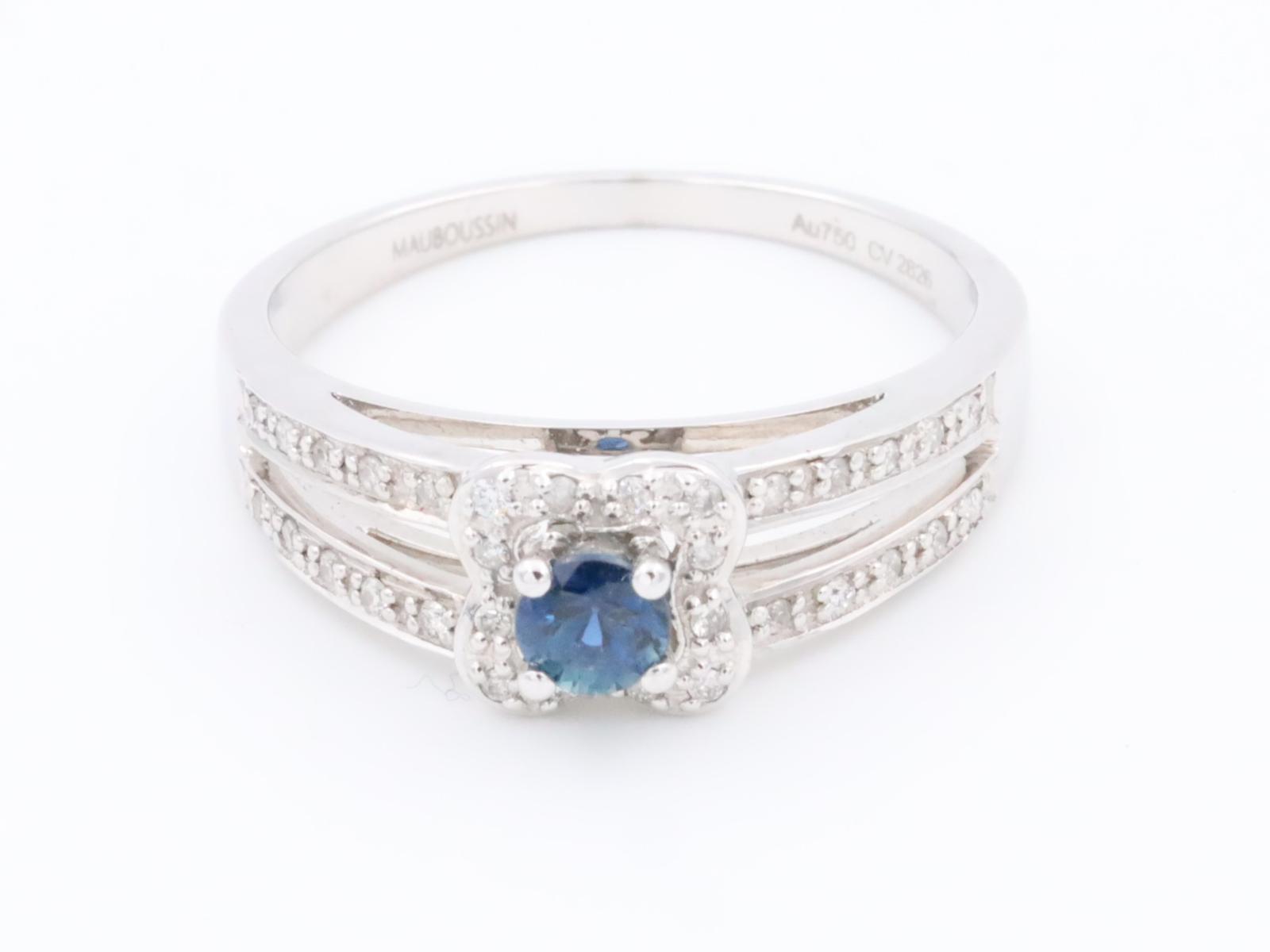 Mauboussin Chance of Love Solitaire Ring White Gold Sapphire