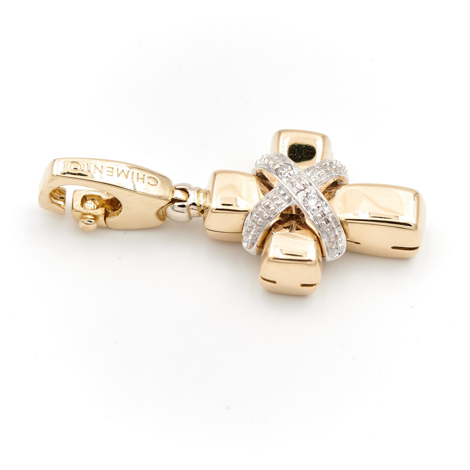 Chimento Cross Pendant Yellow Gold, White Gold Diamond