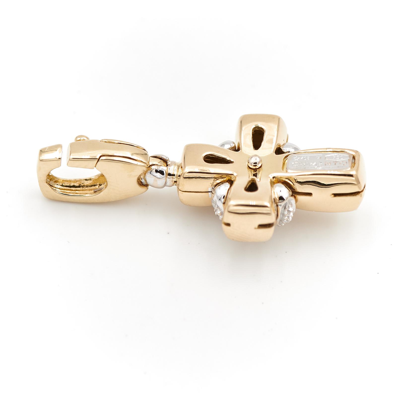Chimento Cross Pendant Yellow Gold, White Gold Diamond
