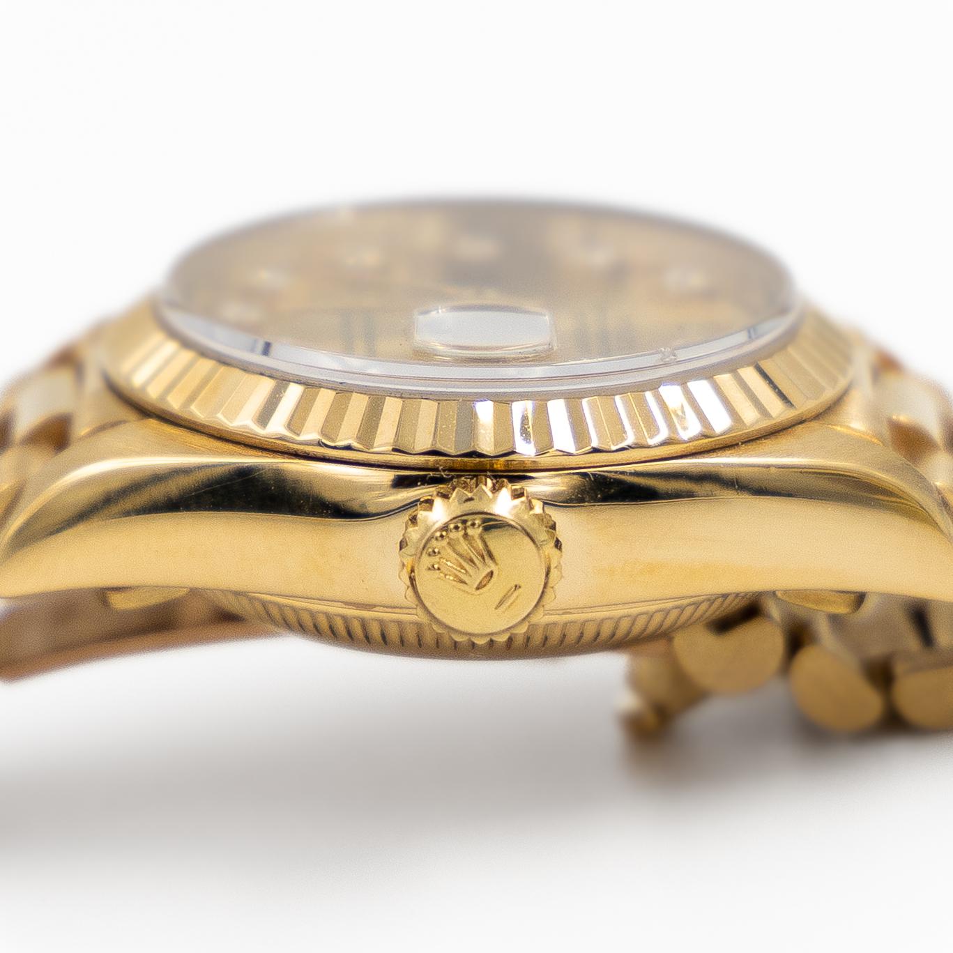 Rolex Oyster Perpetual Date Juste Yellow Gold Diamond Watch