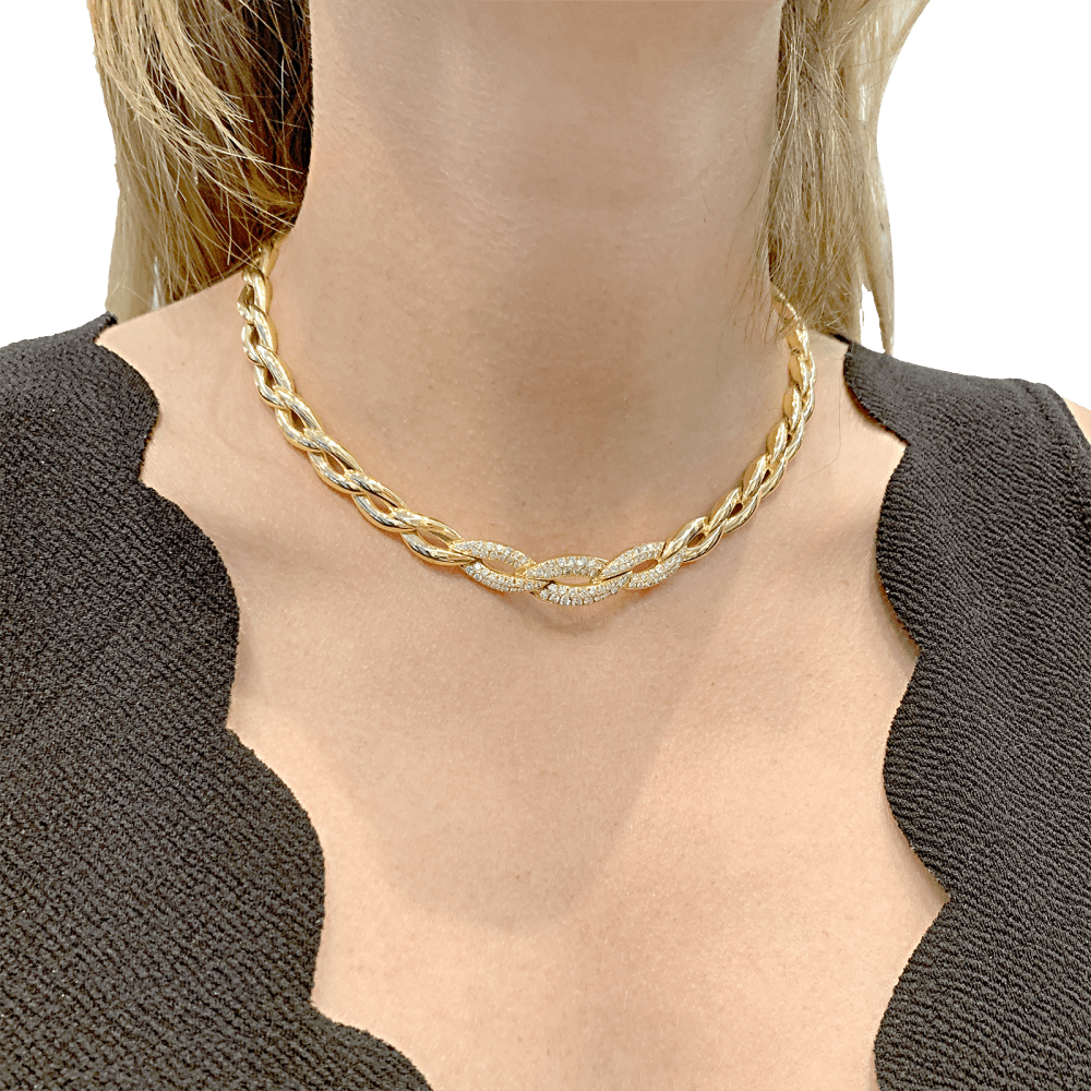 Collier Van Cleef & Arpels, or jaune, diamants.