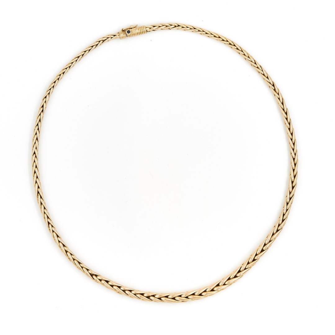 Caplain Saint André Collier Maille palmier  Or jaune Saphir