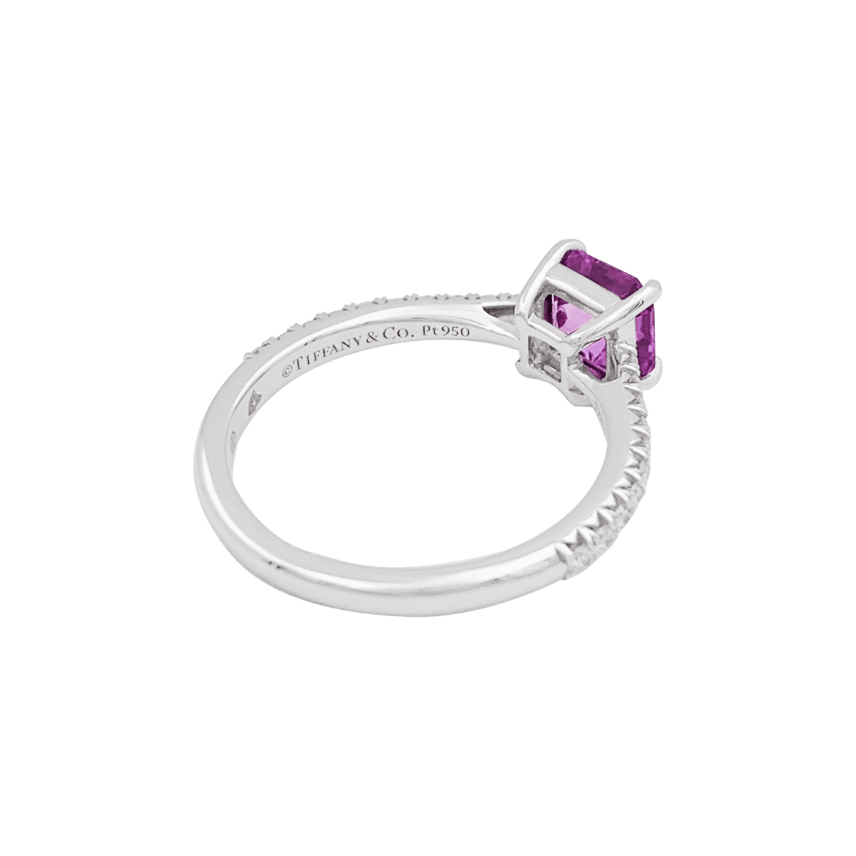 Bague TIFFANY & CO, "Novo" platine, saphir rose et diamants. - Maison Eloe