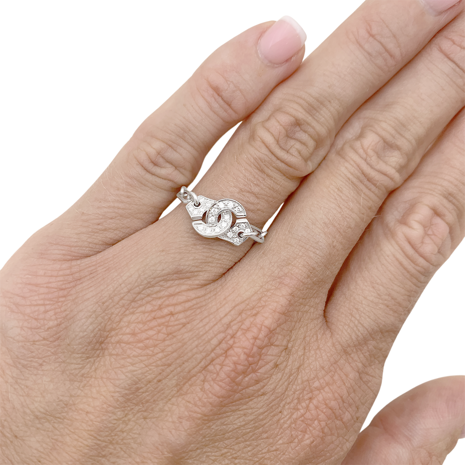 Bague Dinh Van, "Menottes R7.5", or blanc, diamants.