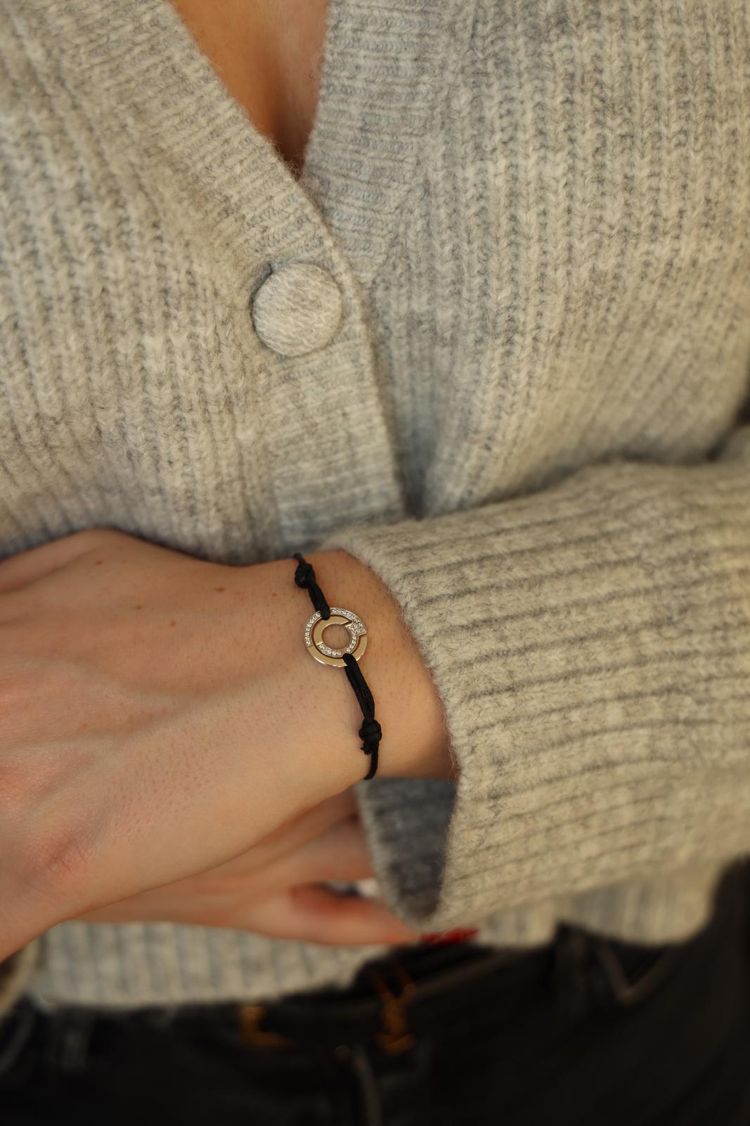 Dinh Van Bracelet Cordon Seventies Or blanc Diamant