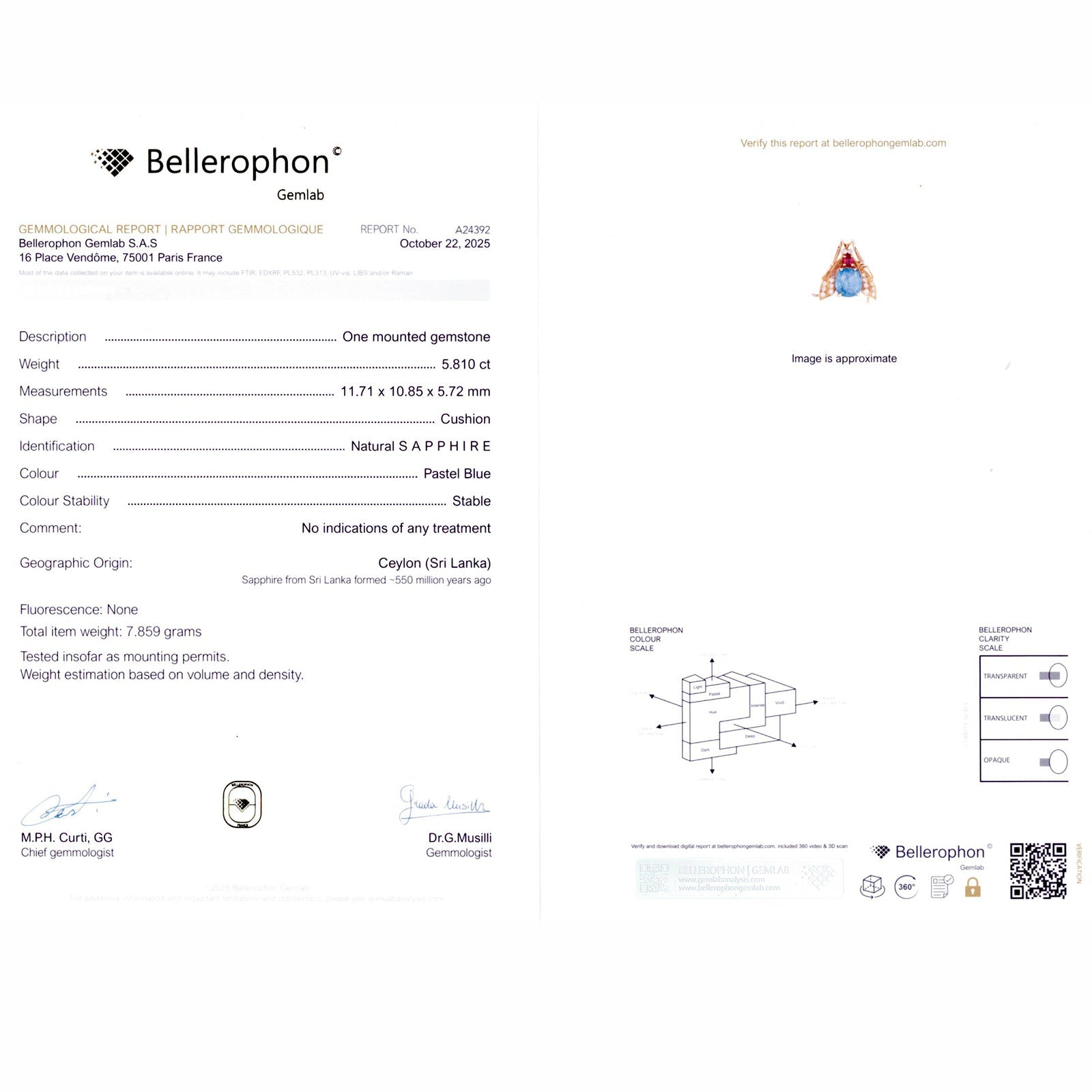 Broche Van Cleef & Arpels, « Abeille », platine, or jaune, saphir, rubis et diamants.