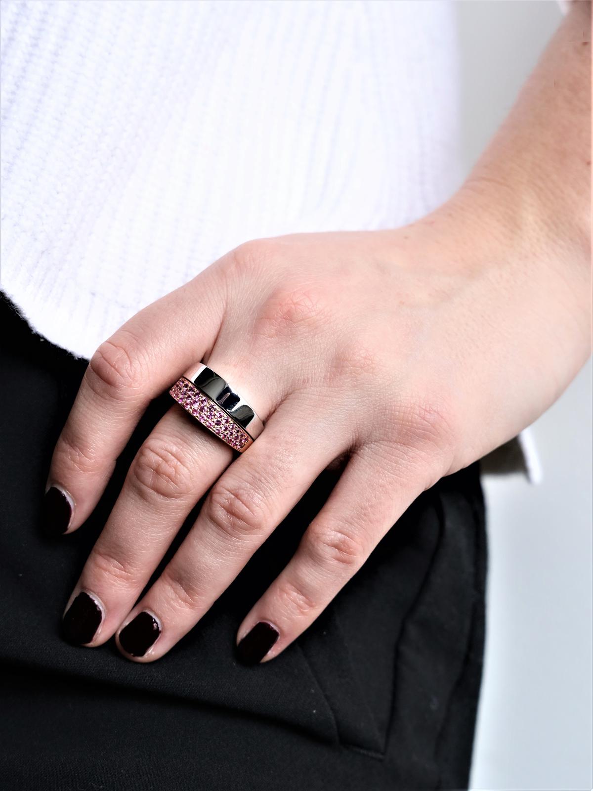 O.J. Perrin Bague  Or rose, Or blanc Saphir
