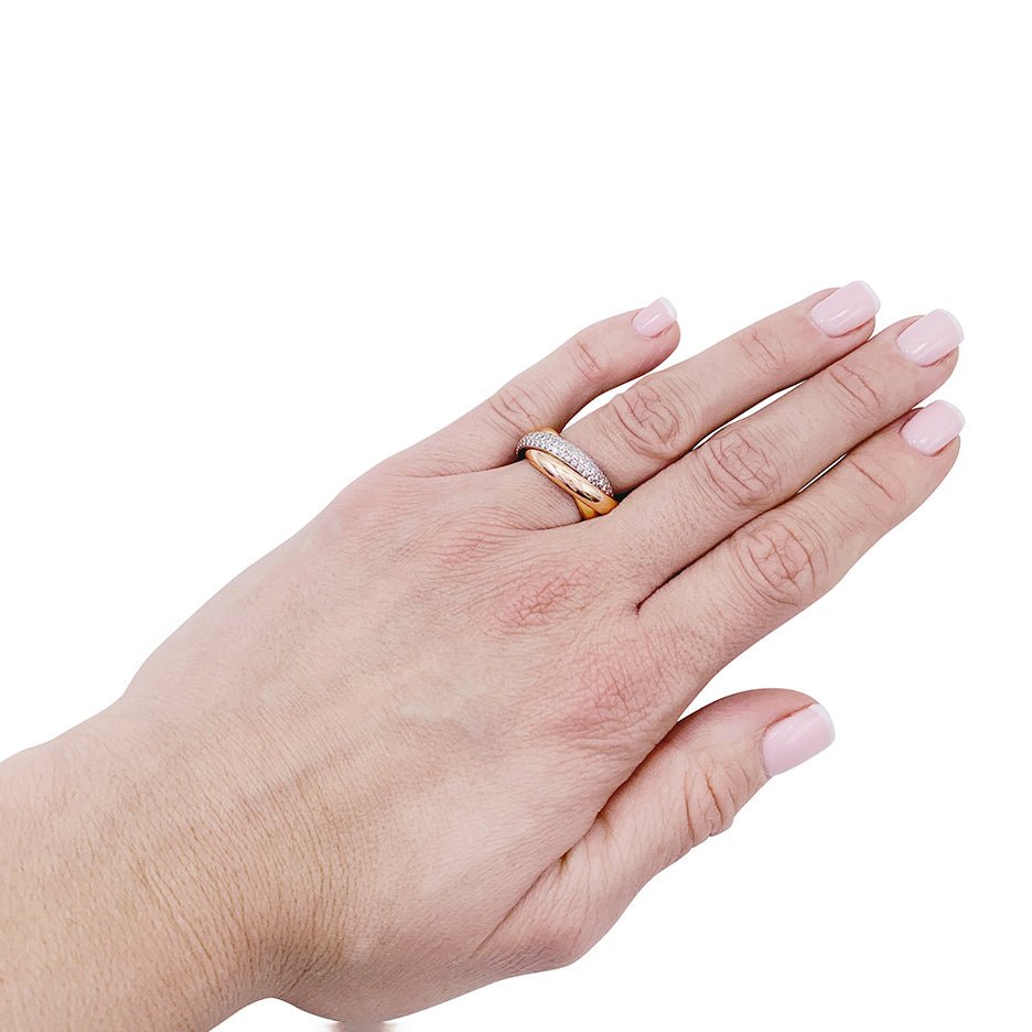 Bague Cartier, "Trinity" classique, 3 ors, diamants. - Maison Eloe