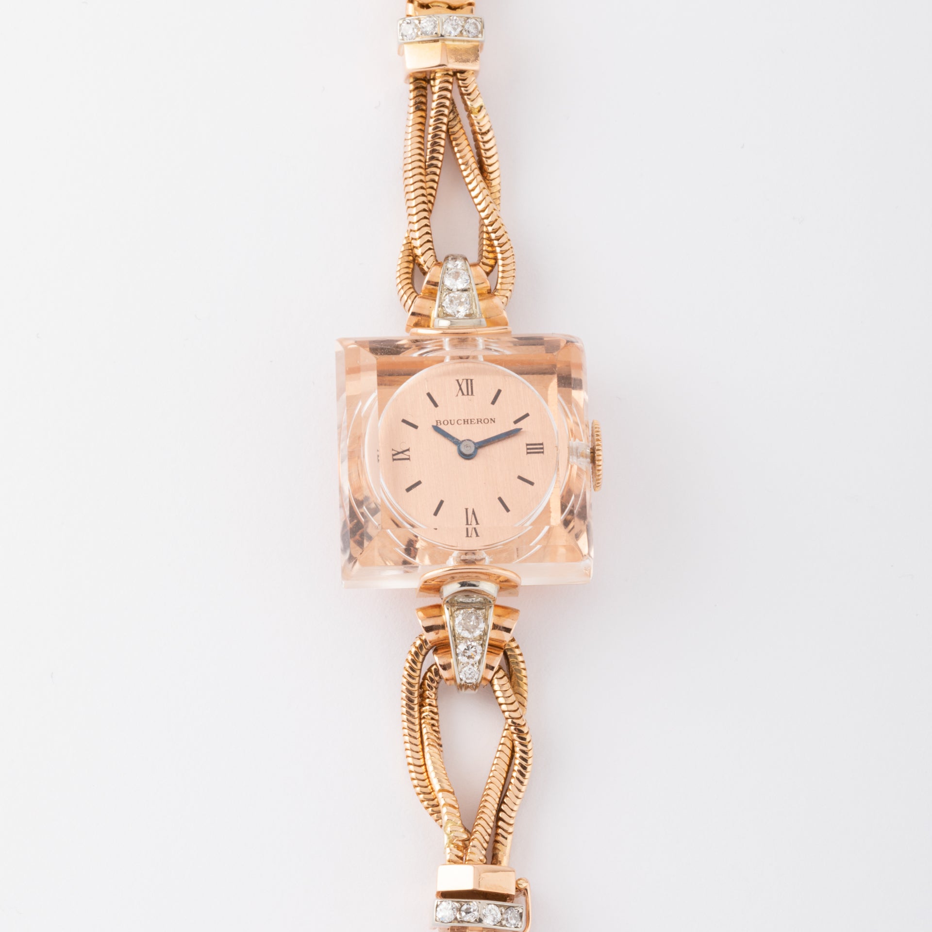 Montre Boucheron vintage en cristal de roche et or