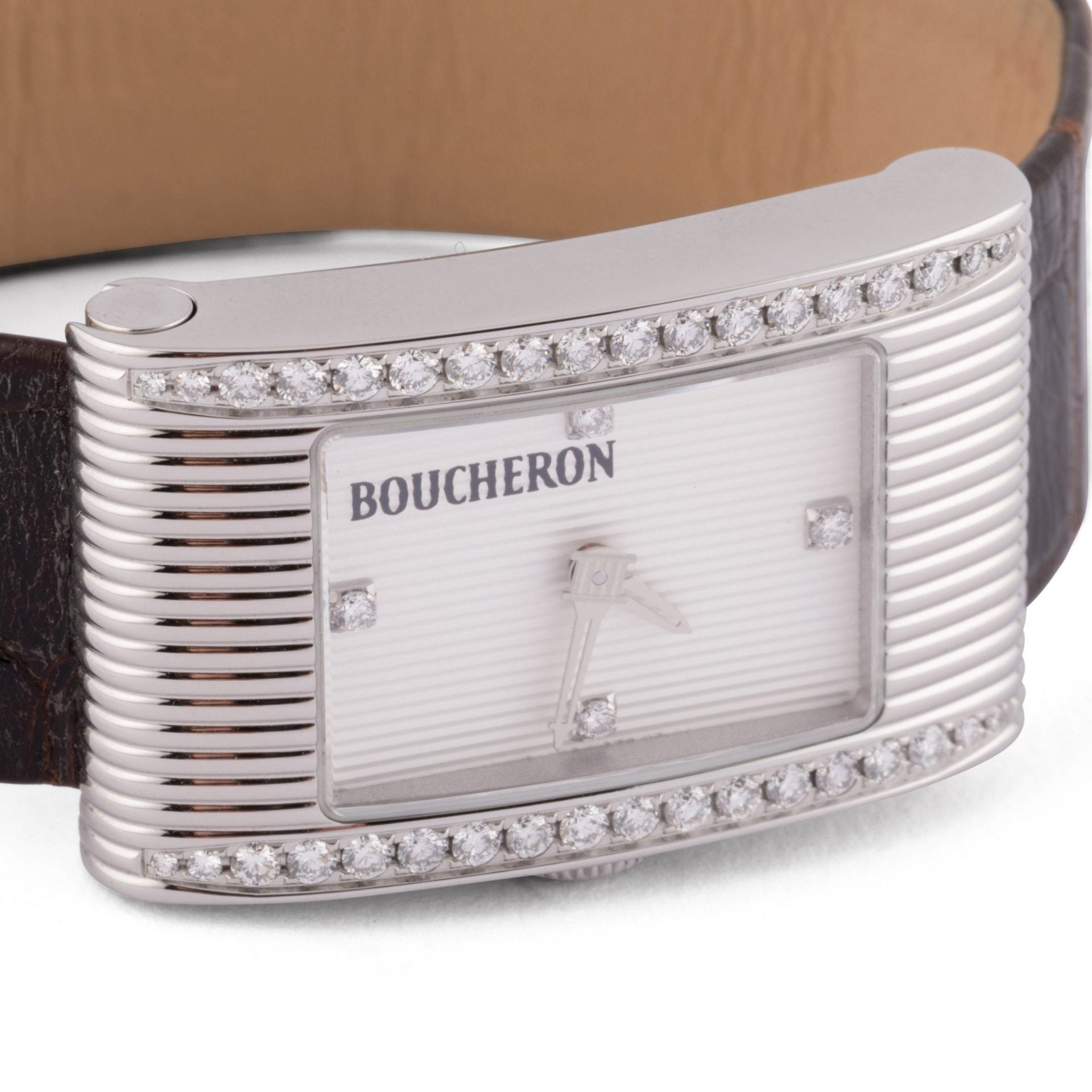 Boucheron rectangular steel watch from the Reflet collection