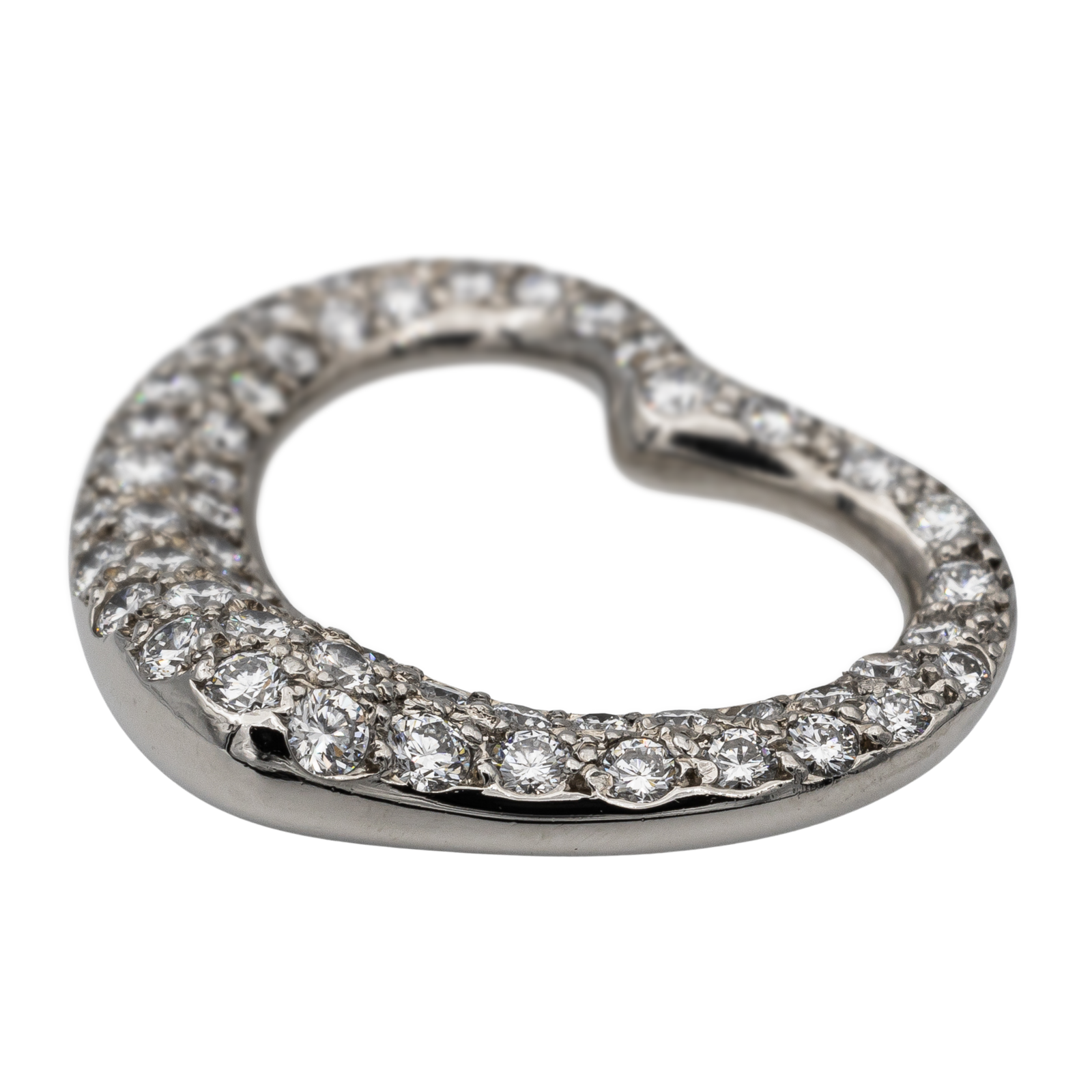 Tiffany & Co Open Heart Pendant by Elsa Peretti Platinum Diamond