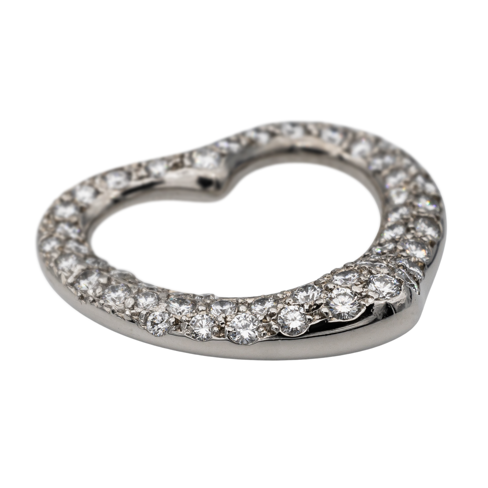Tiffany & Co Open Heart Pendant by Elsa Peretti Platinum Diamond