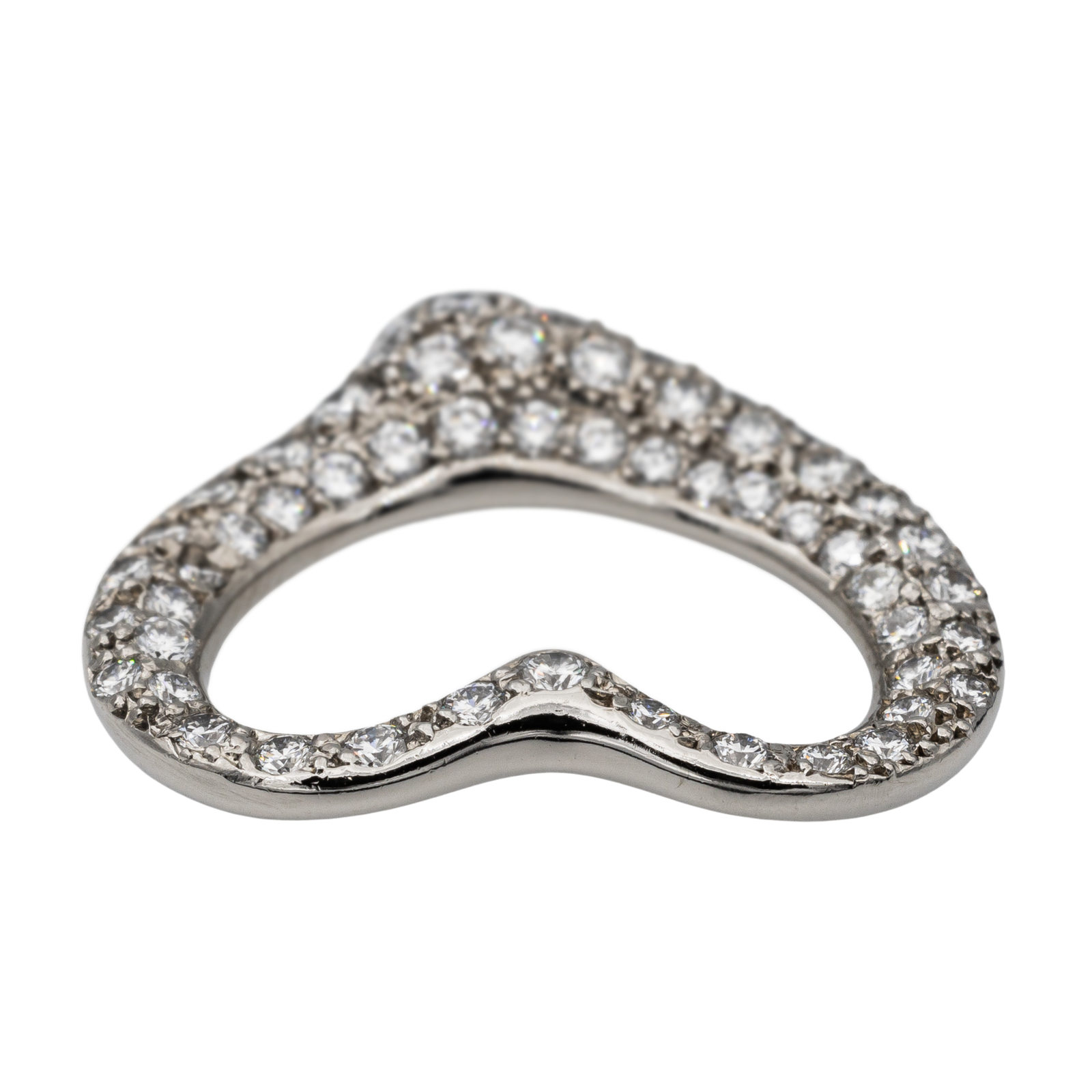 Tiffany & Co Open Heart Pendant by Elsa Peretti Platinum Diamond