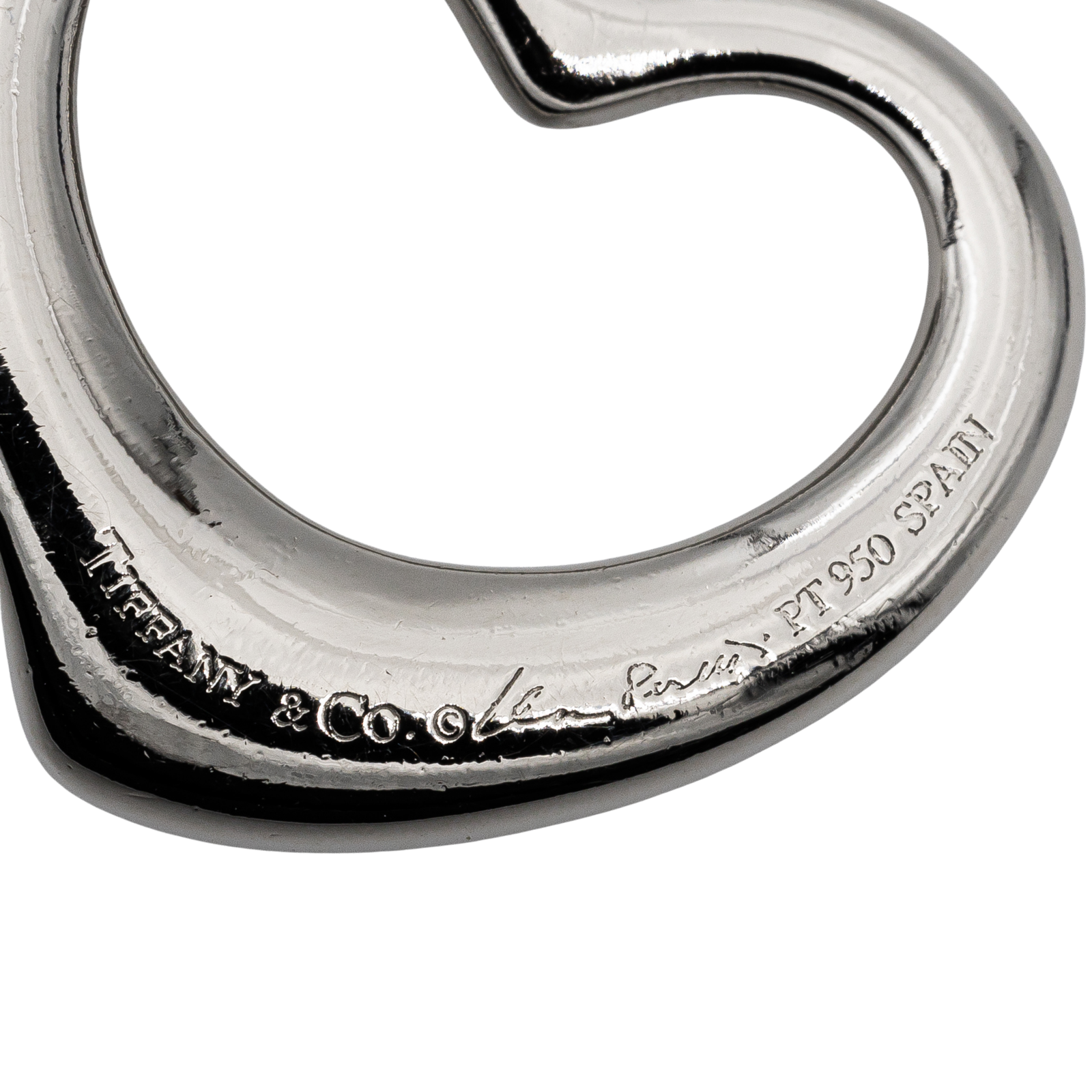 Tiffany & Co Open Heart Pendant by Elsa Peretti Platinum Diamond