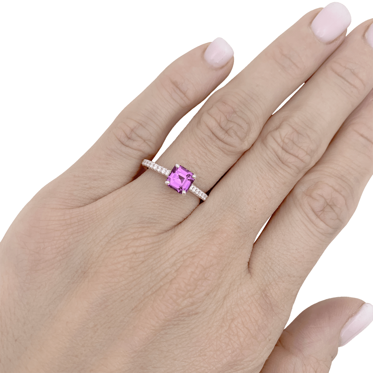 Bague TIFFANY & CO, "Novo" platine, saphir rose et diamants. - Maison Eloe