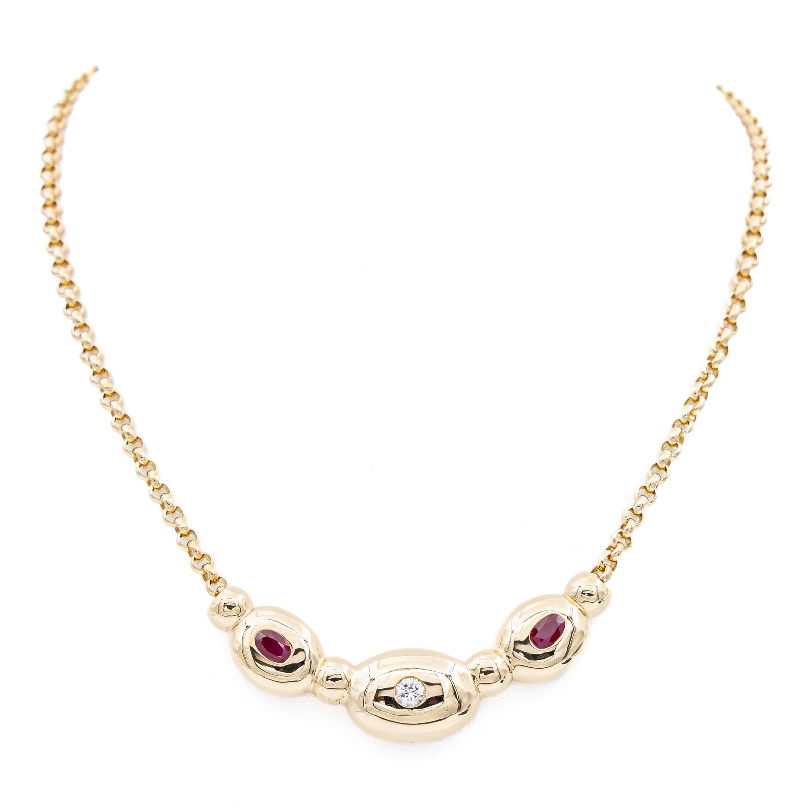 Fred Collier Maille jaseron  Or jaune Diamant
