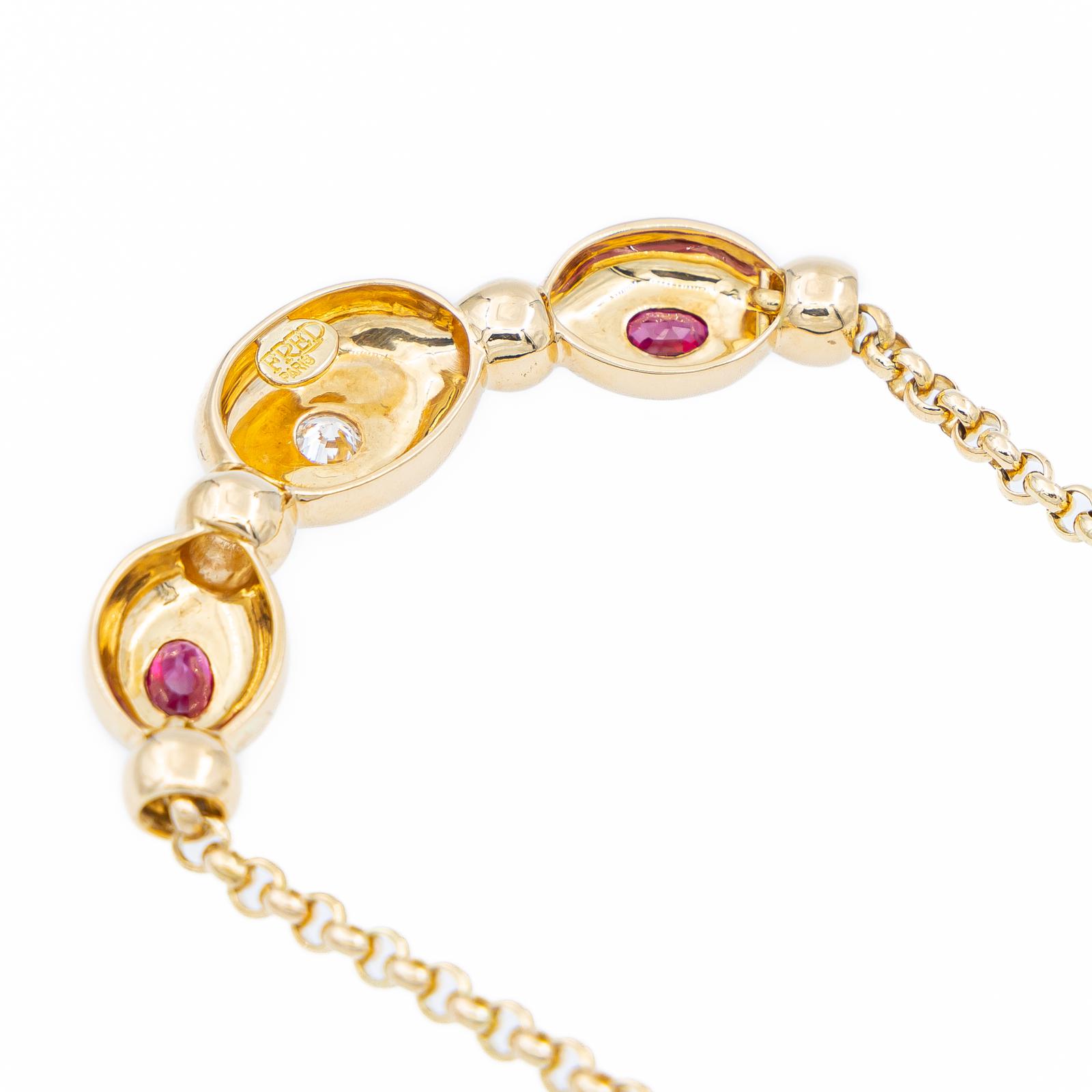 Fred Yellow Gold Diamond Chain Link Necklace