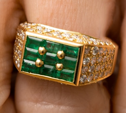 Bague Fred Vintage Emeraudes et Diamants