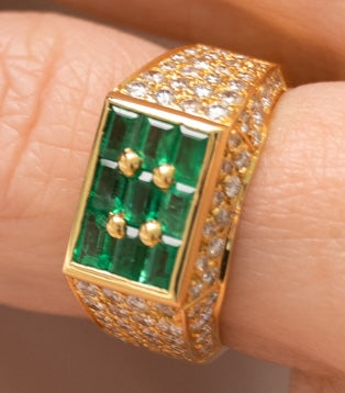 Bague Fred Vintage Emeraudes et Diamants