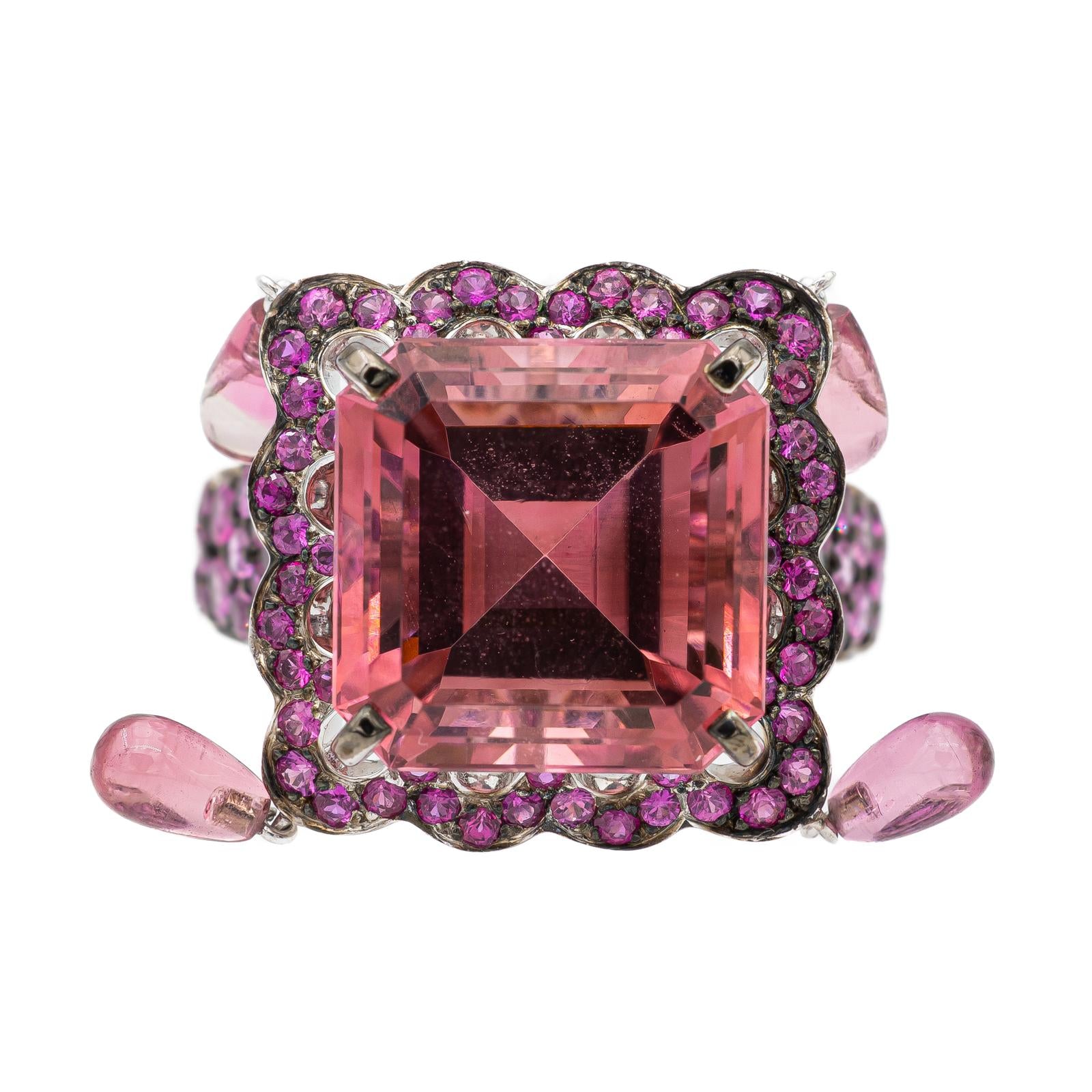 Boucheron Bague Cocktail  Or blanc Tourmaline