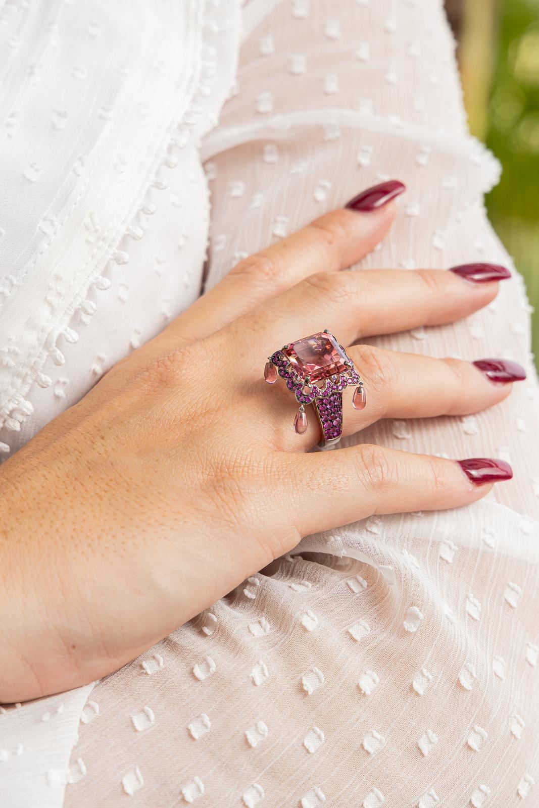 Boucheron Bague Cocktail  Or blanc Tourmaline