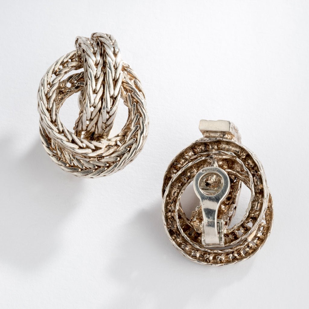 Hermes vintage Paire de boucle d’oreille en argent collection vendome - Maison Eloe