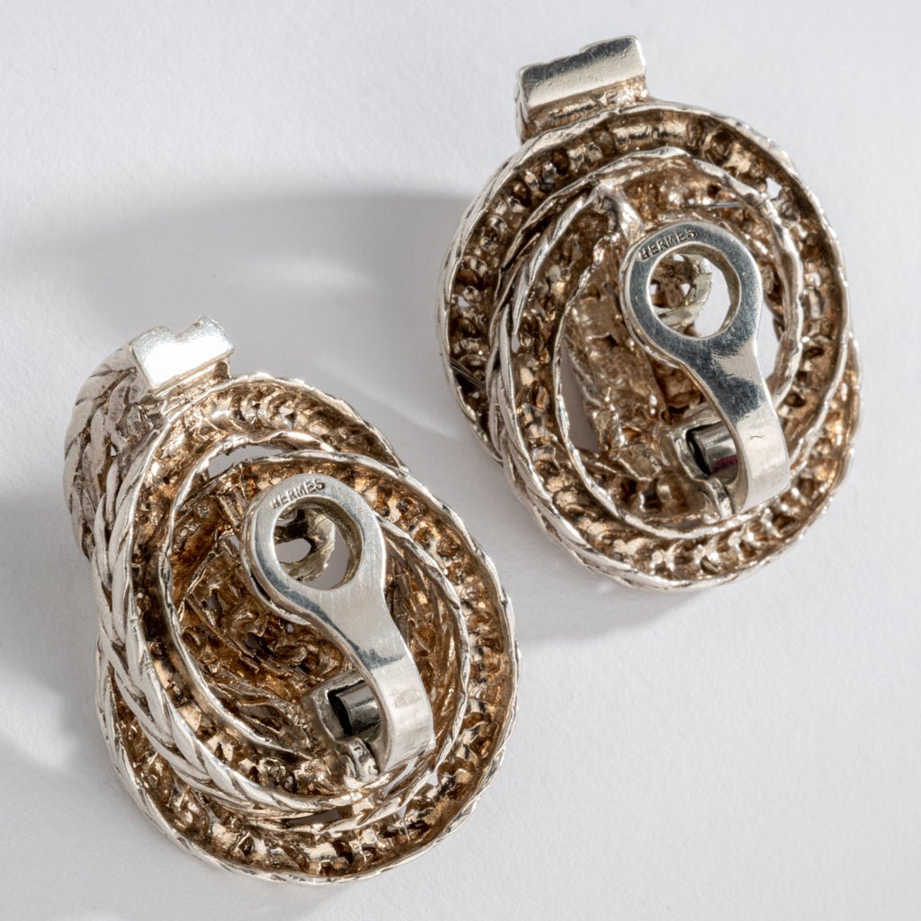 Hermes vintage Paire de boucle d’oreille en argent collection vendome - Maison Eloe