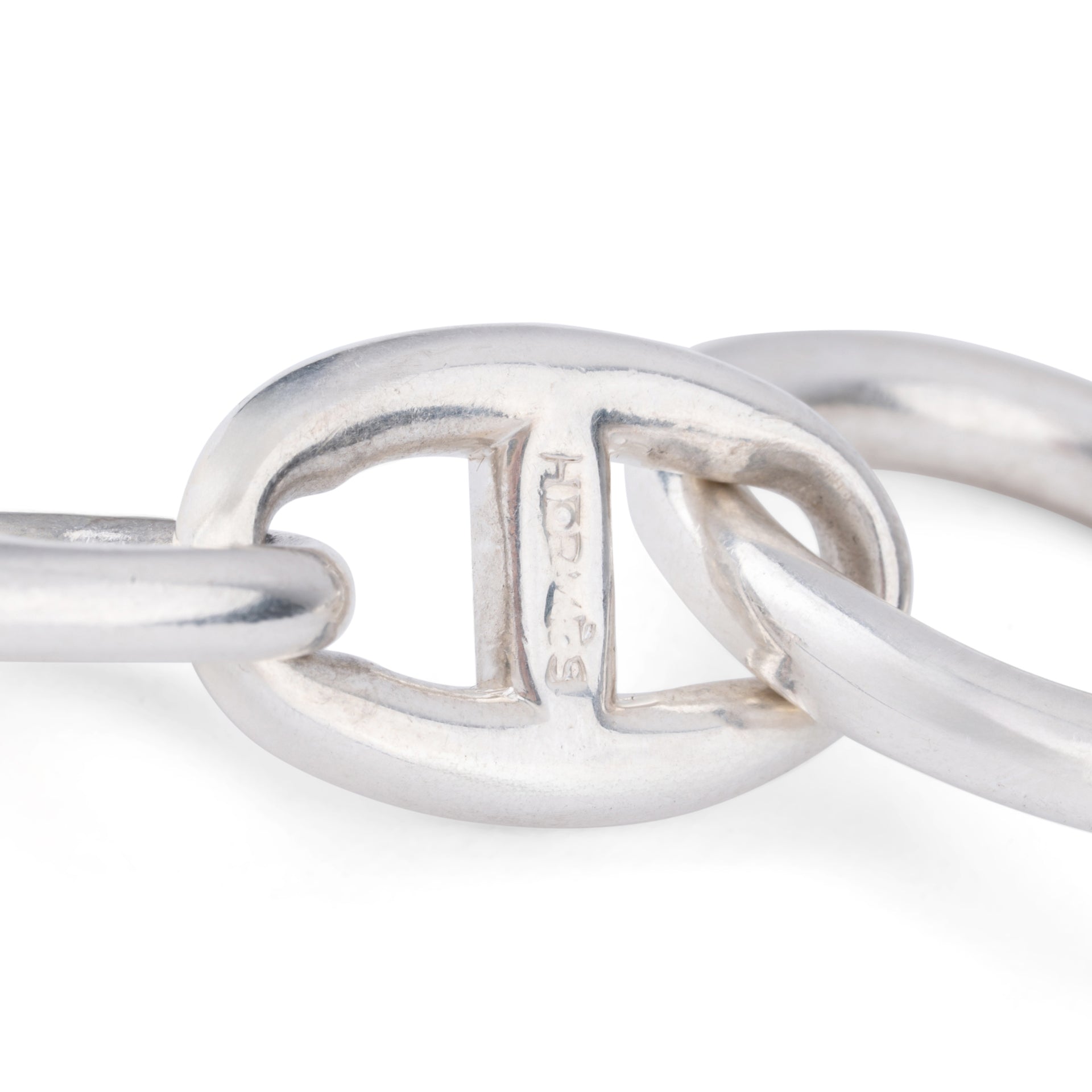 Silver bracelet from the house of Hermès, iconic anchor chain model.