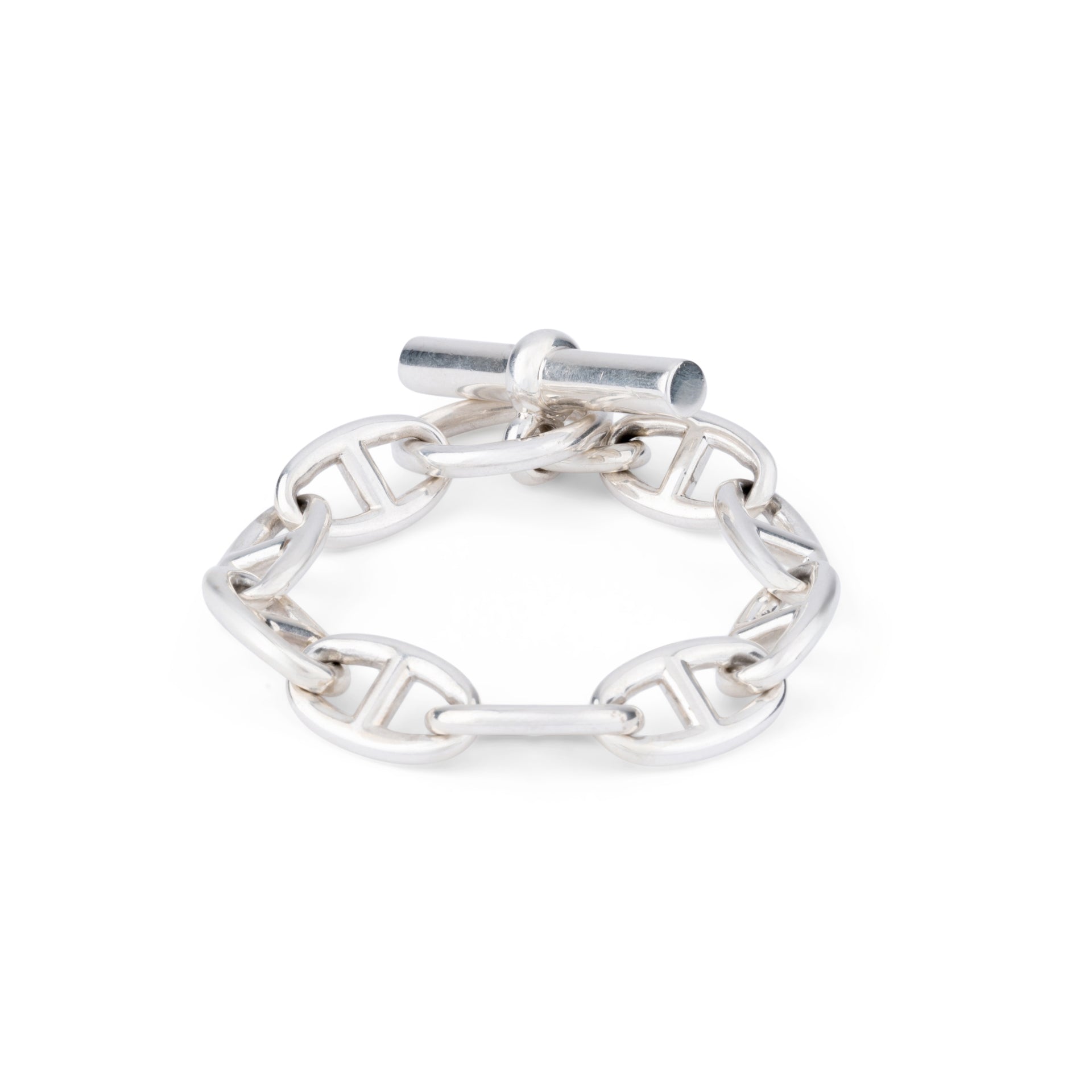 Silver bracelet from the house of Hermès, iconic anchor chain model.
