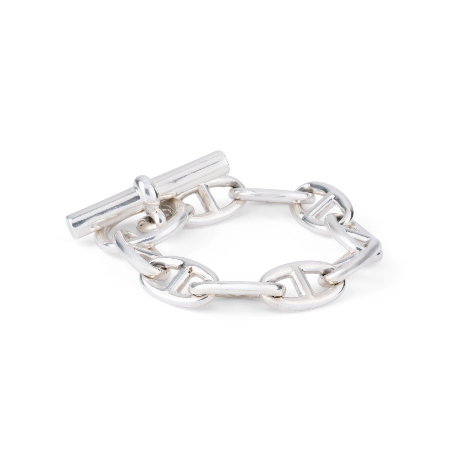 Silver bracelet from the house of Hermès, iconic anchor chain model.