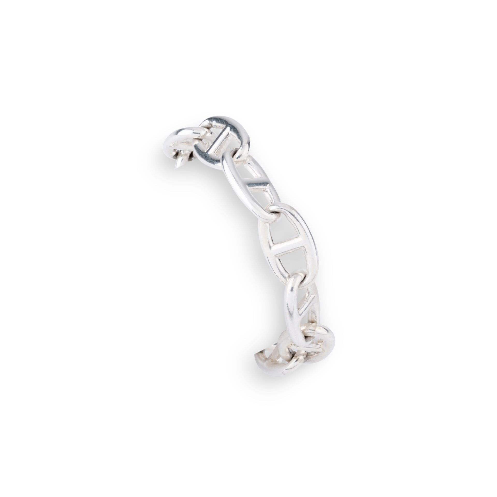 Silver bracelet from the house of Hermès, iconic anchor chain model.