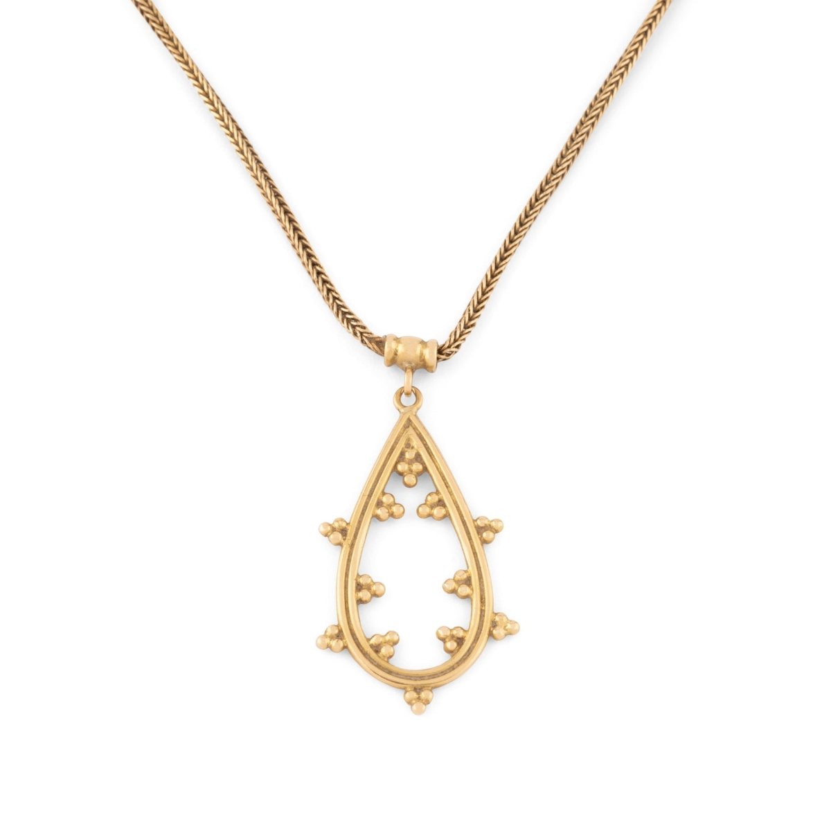 Chaîne en or jaune et pendentif assorti ciselé du créateur grec Zolotas - Maison Eloe