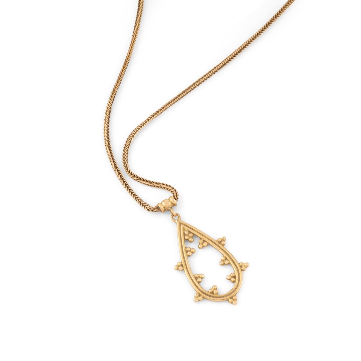 Chaîne en or jaune et pendentif assorti ciselé du créateur grec Zolotas - Maison Eloe