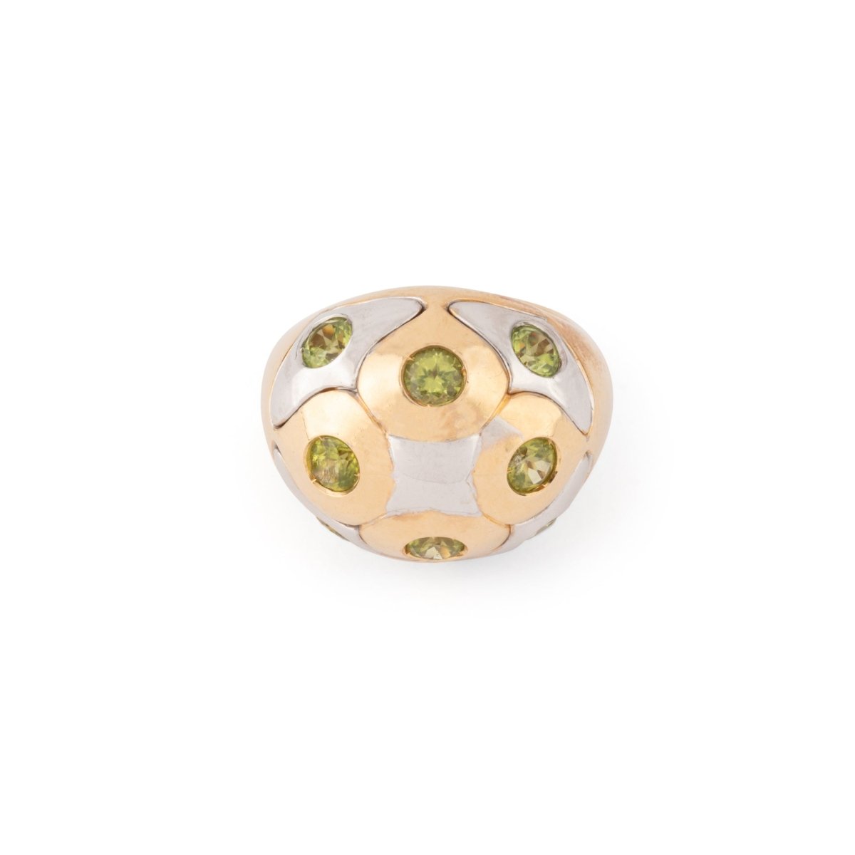 Bague boule de la maison Bvlgari péridot sur or bi - colore - Maison Eloe