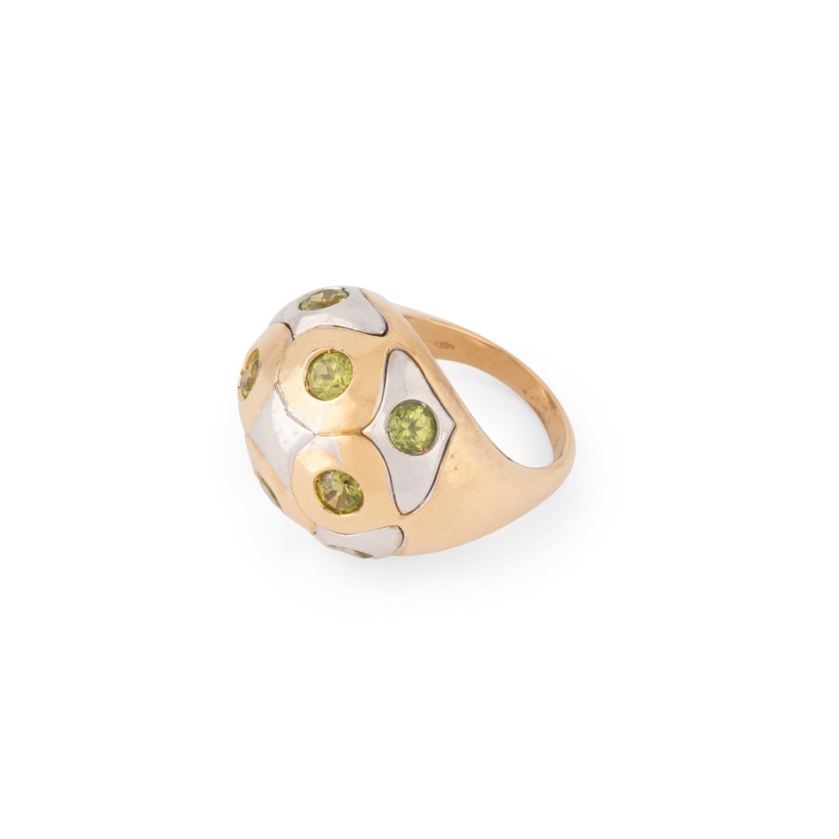 Bague boule de la maison Bvlgari péridot sur or bi - colore - Maison Eloe