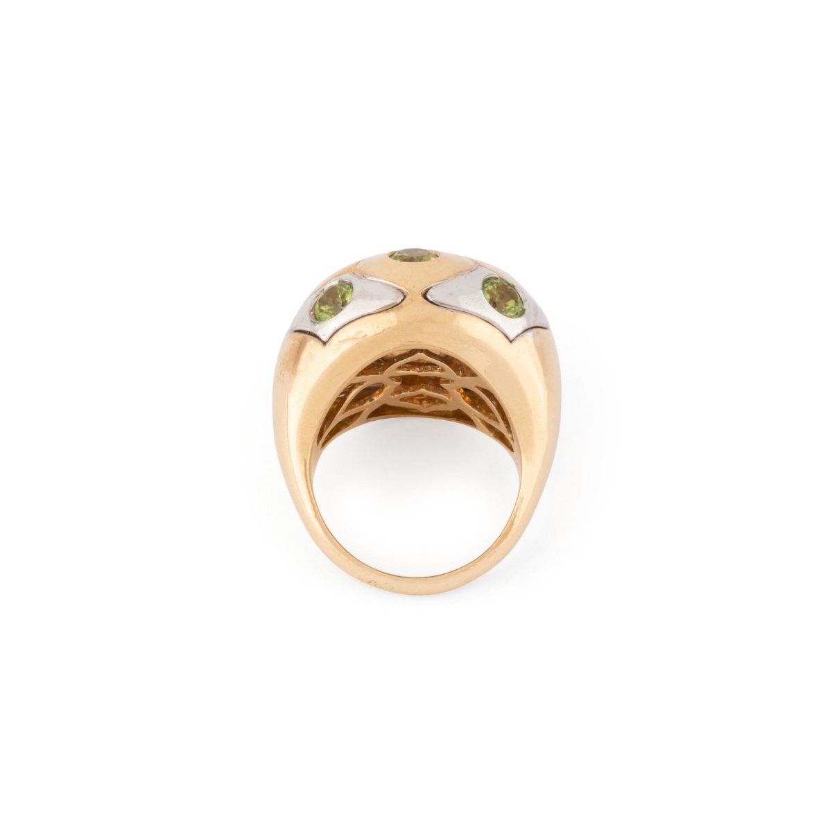 Bague boule de la maison Bvlgari péridot sur or bi - colore - Maison Eloe