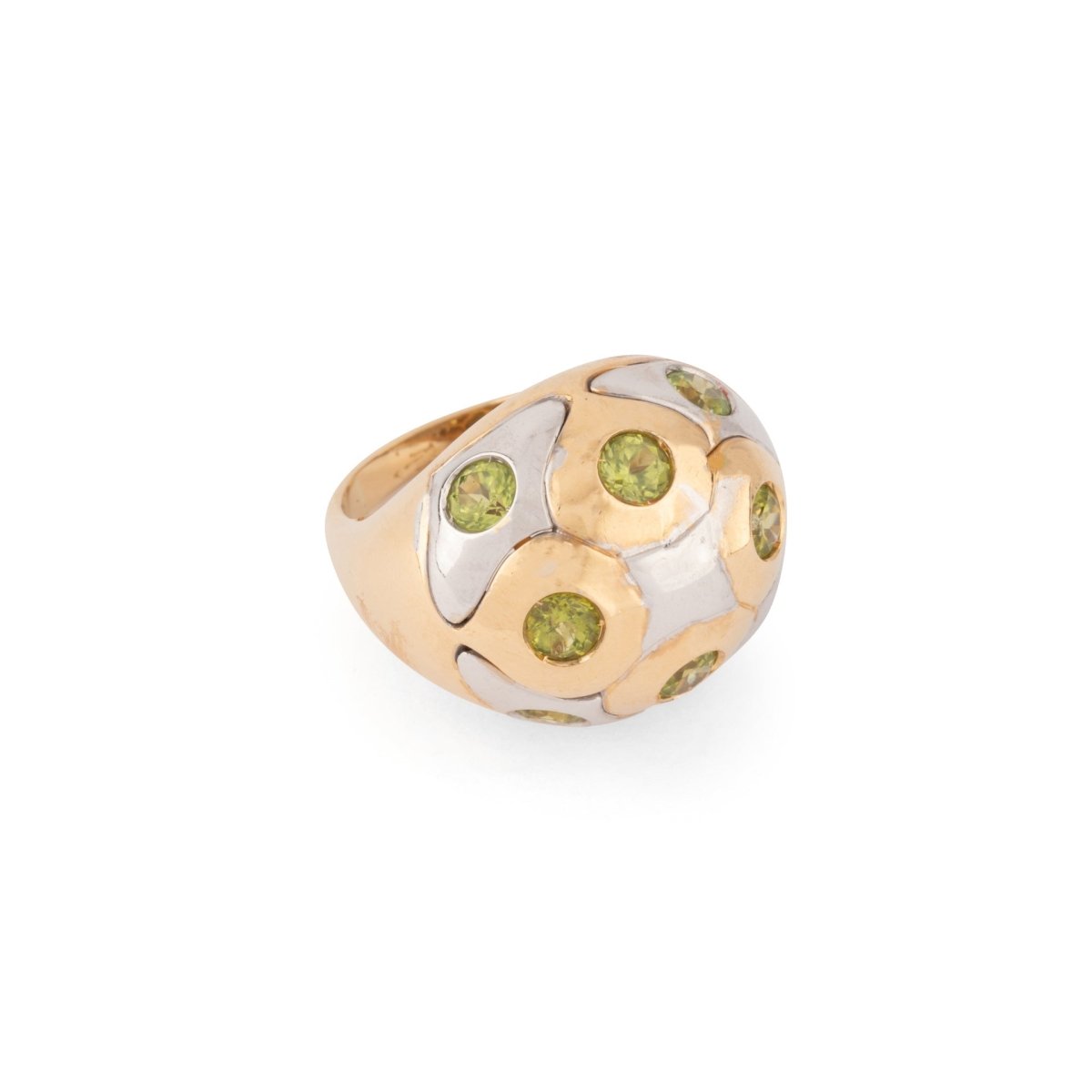 Bague boule de la maison Bvlgari péridot sur or bi - colore - Maison Eloe