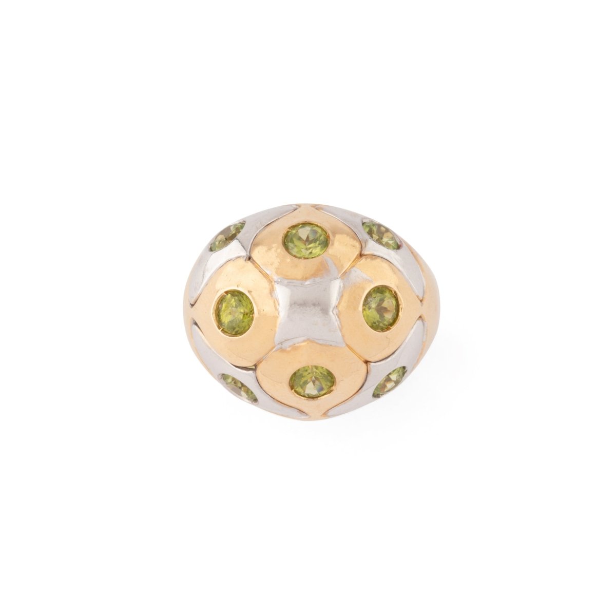 Bague boule de la maison Bvlgari péridot sur or bi - colore - Maison Eloe
